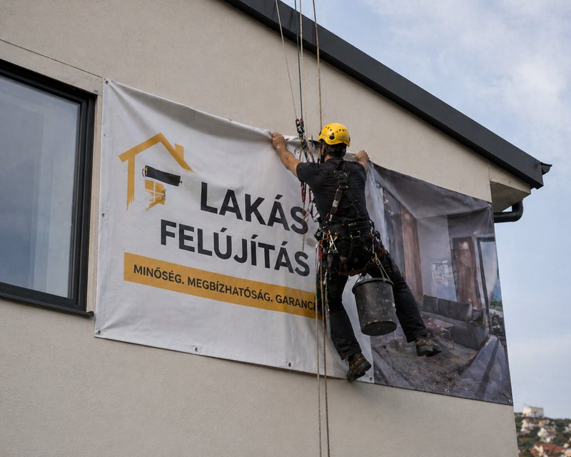 Reklámanyag kihelyezés alpintechnikával